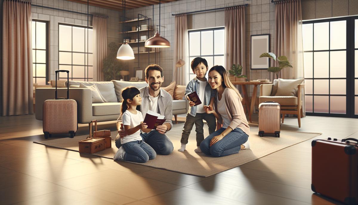 Как оформить документы на ВНЖ членам семьи Семья с документами на фоне квартиры в Грузии