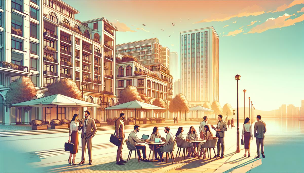 Как работает рынок труда в Батуми Люди на прибрежной прогулке в Батуми, символ работы и жизни у моря