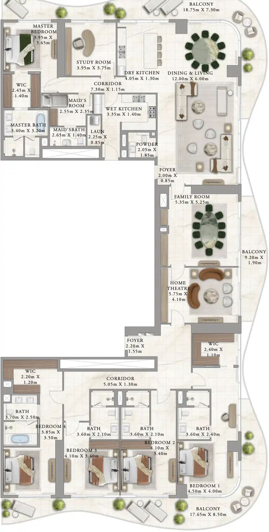 Floor Plans for The Bristol at Emaar Beachfront in Dubai