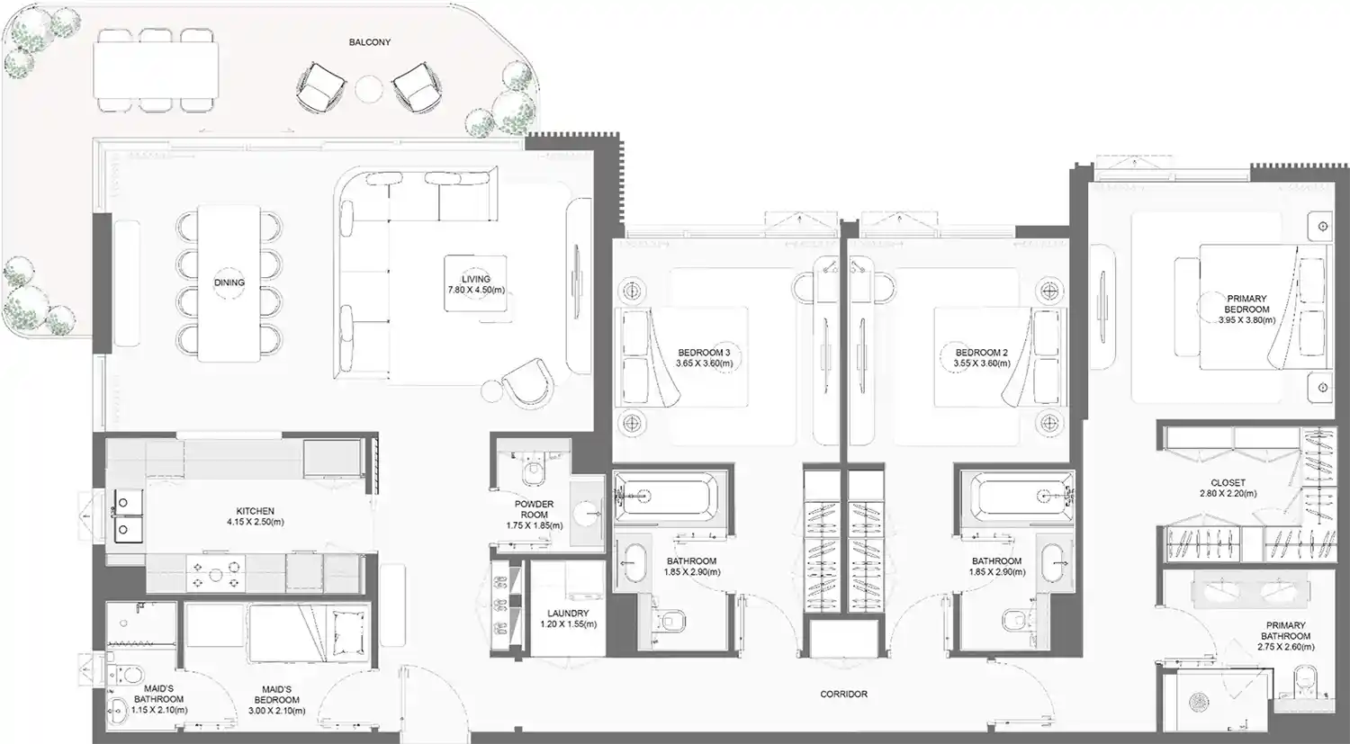 Floor Plans of Nakheel Bay Grove Residences