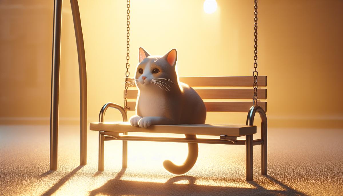 История кота, который помог сохранить детскую площадку Дружелюбный кот на детской площадке рядом с качелями