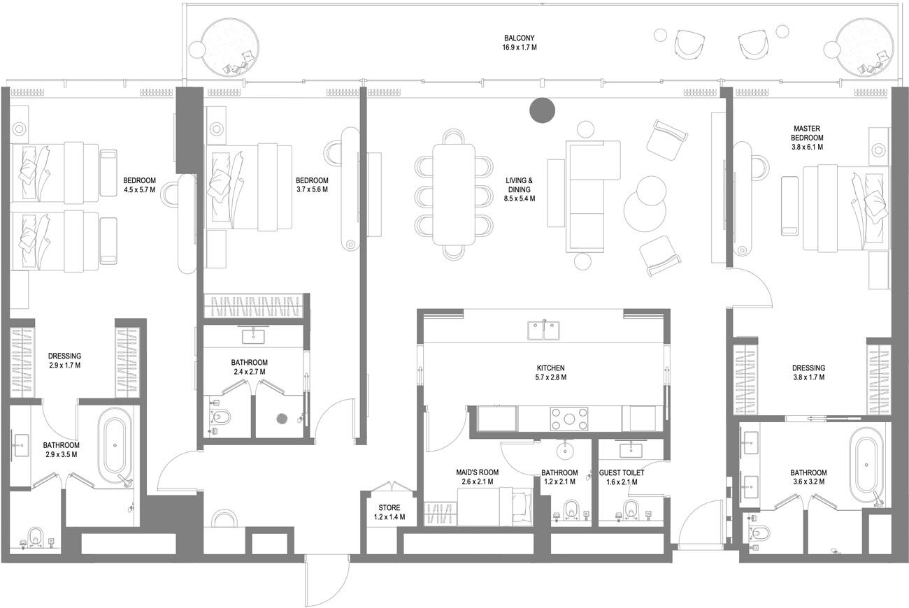 Floor Plans of Anantara Sharjah Residences by Arada