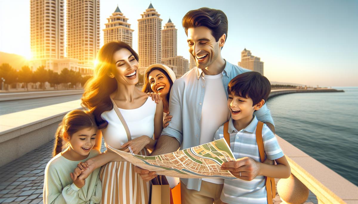 Переезд в Батуми с семьёй: плюсы и минусы Семья у окна квартиры с видом на море в Батуми