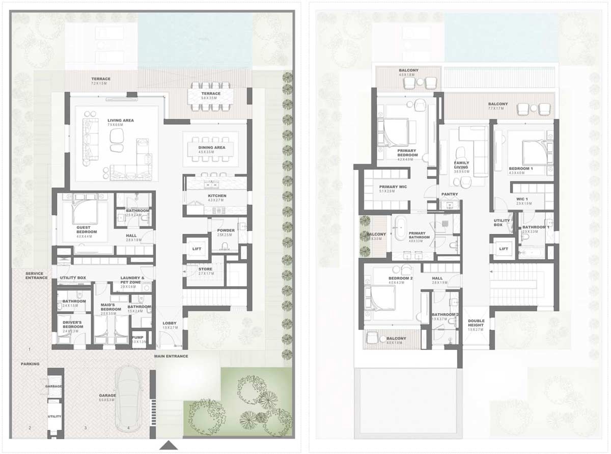 Floor Plans of Nakheel Bay Villas Dubai Islands