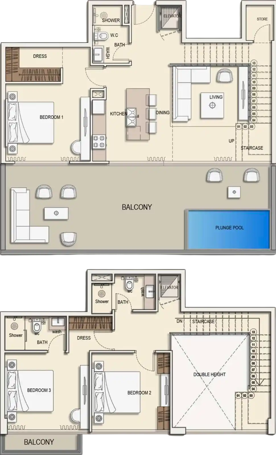 Floor Plans of Vue by Crystal Bay