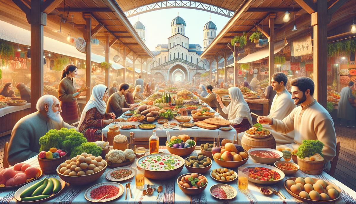 Грузинская кухня: сколько стоит питание в Батуми Тарелка хачапури и салат на столе в кафе Батуми