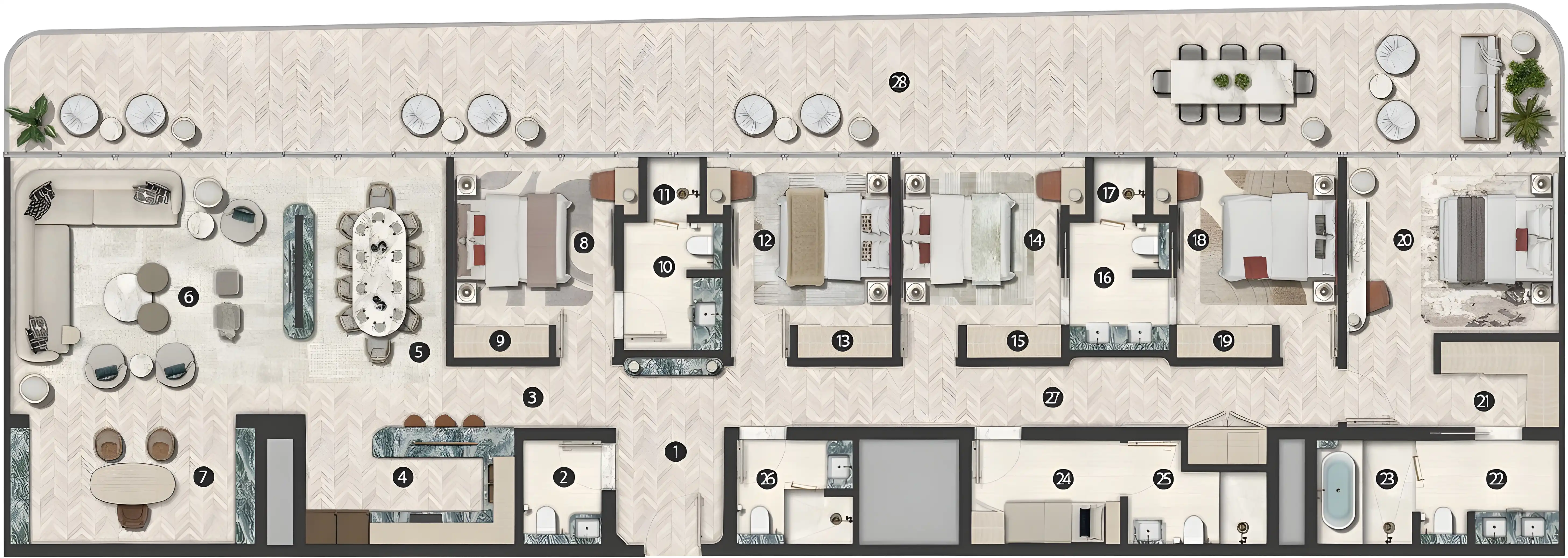 Планировка Hilton Residences Abu Dhabi Al Raha