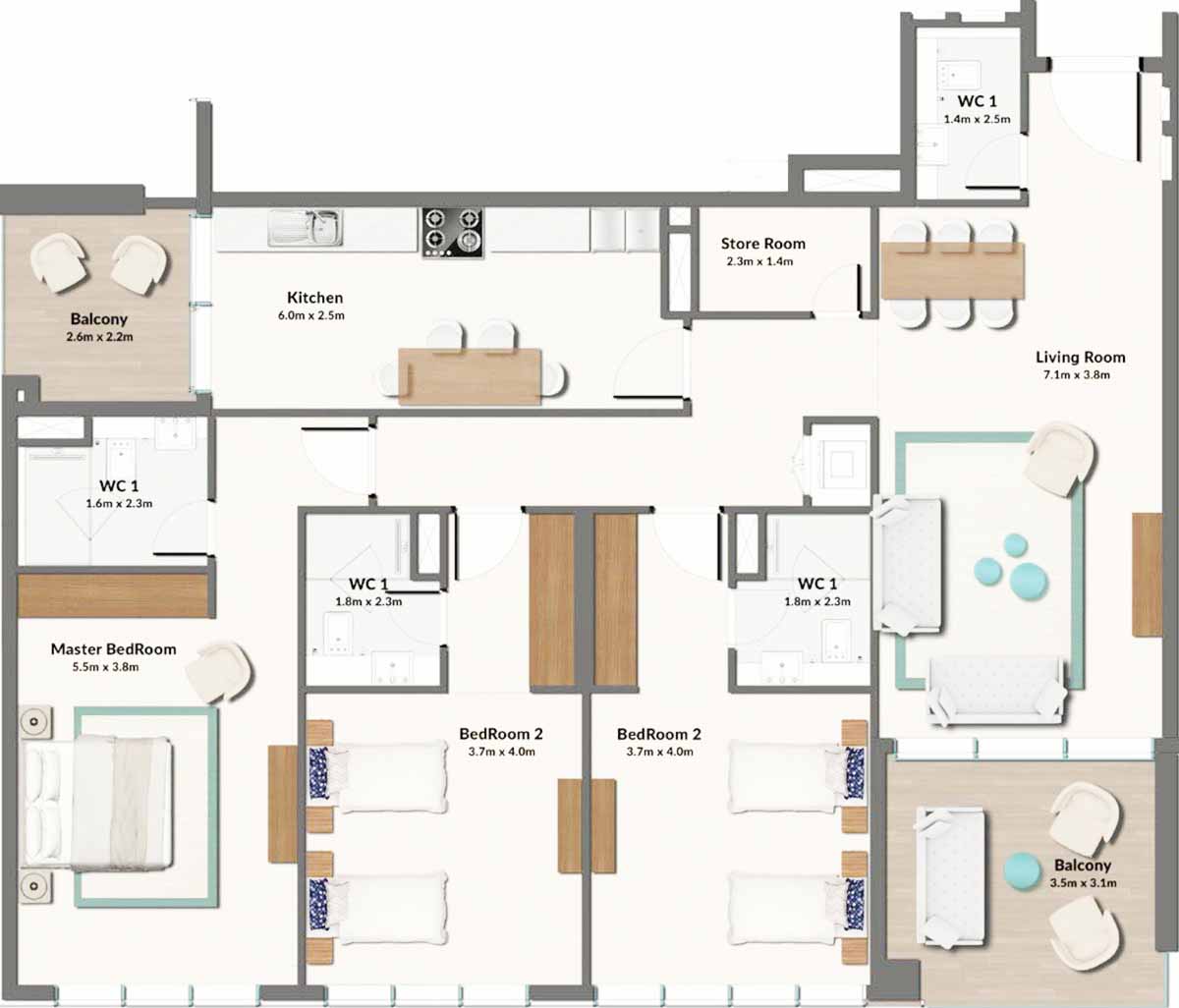 Floor Plans of Cresswell Residences Dubai South