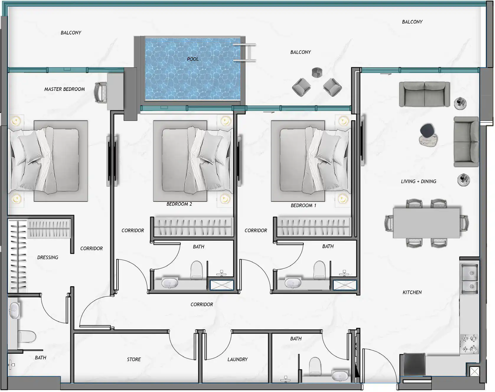 Floor Plans for Samana Ocean Crest in Dubai