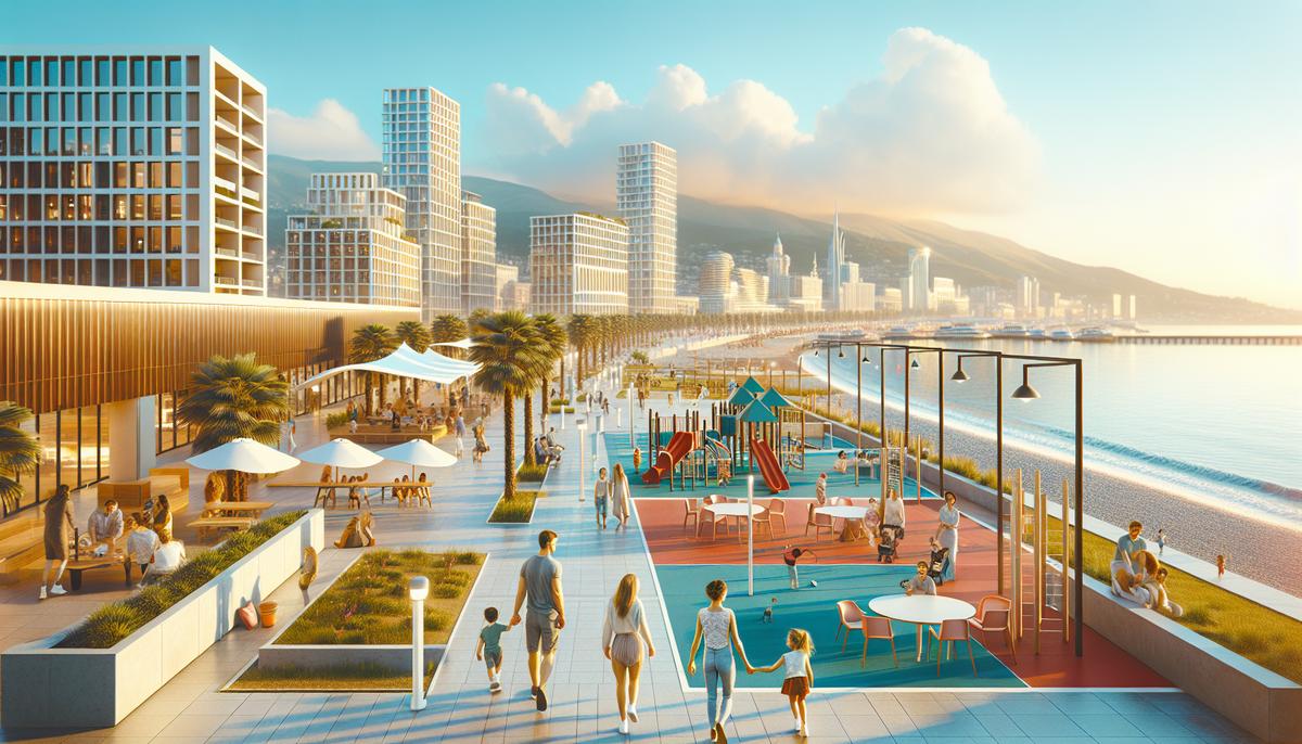 Как выбрать район в Батуми для семьи с детьми Семья гуляет по бульвару в Батуми у моря