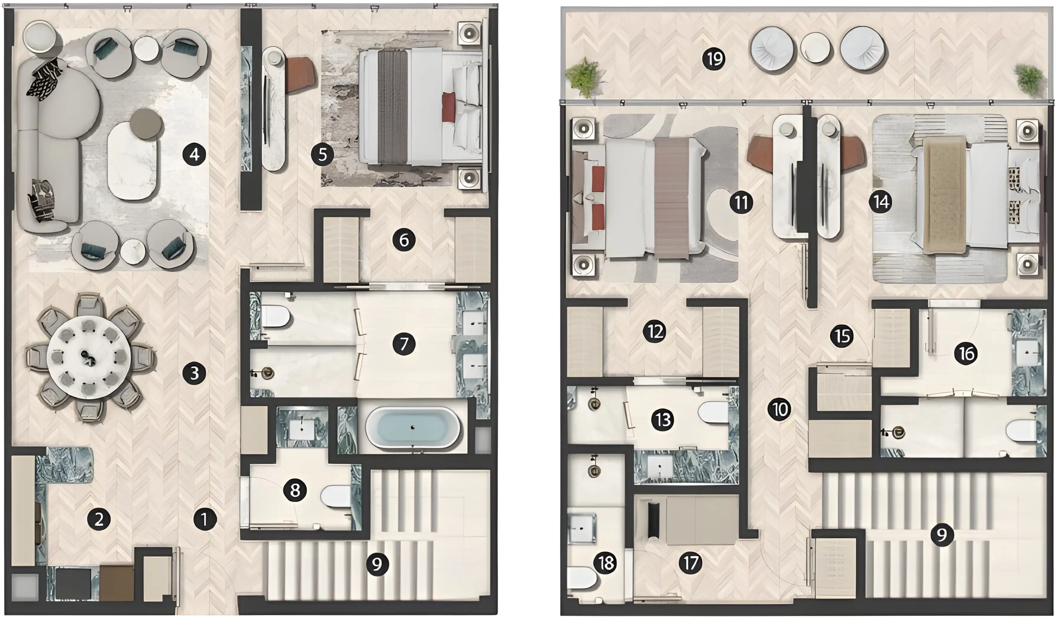 Планировка Hilton Residences Abu Dhabi Al Raha