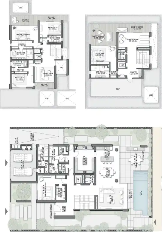 Floor Plans of Nakheel The Beach Collection Villas