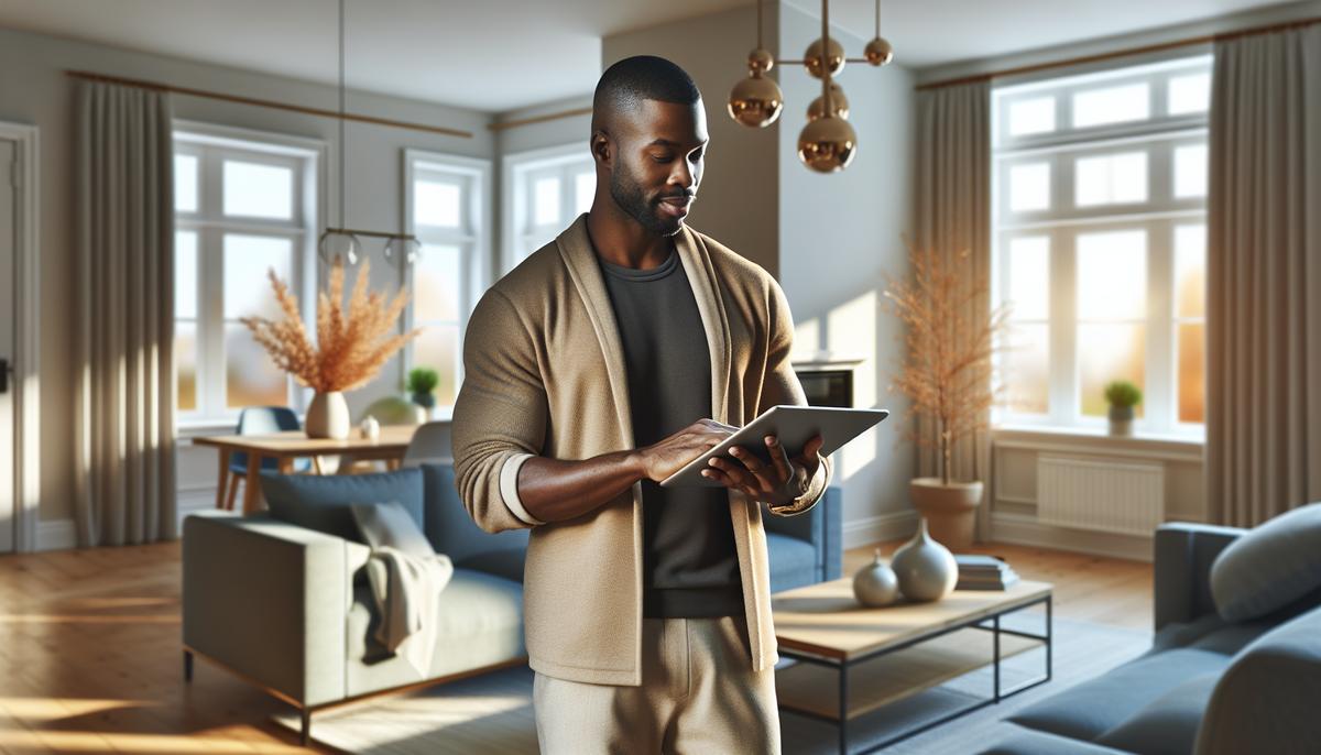 Сколько теряем на простоях: 5 способов снизить сезонный провал Пустая квартира и владелец с планшетом