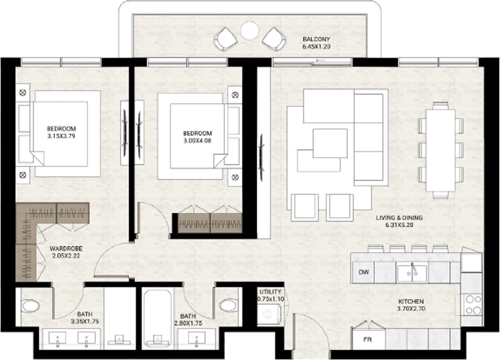 Планировка The Strand Lunara by RAK Properties