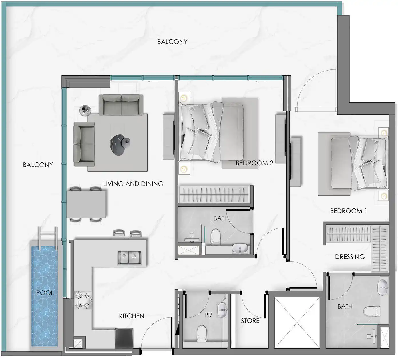 Floor Plans for Samana Ocean Crest in Dubai