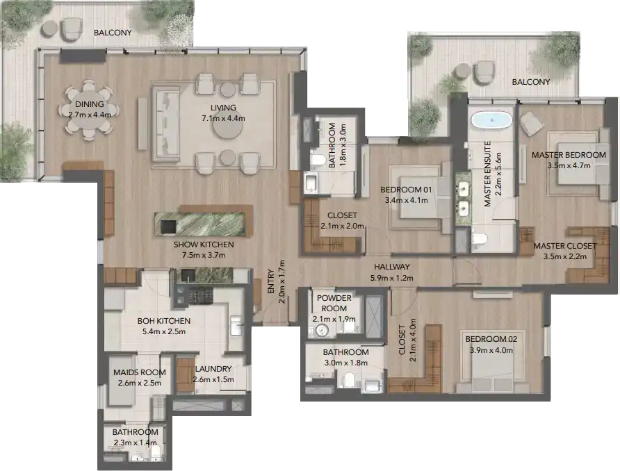 Планировка Maravelle Residences at Ghaf Woods