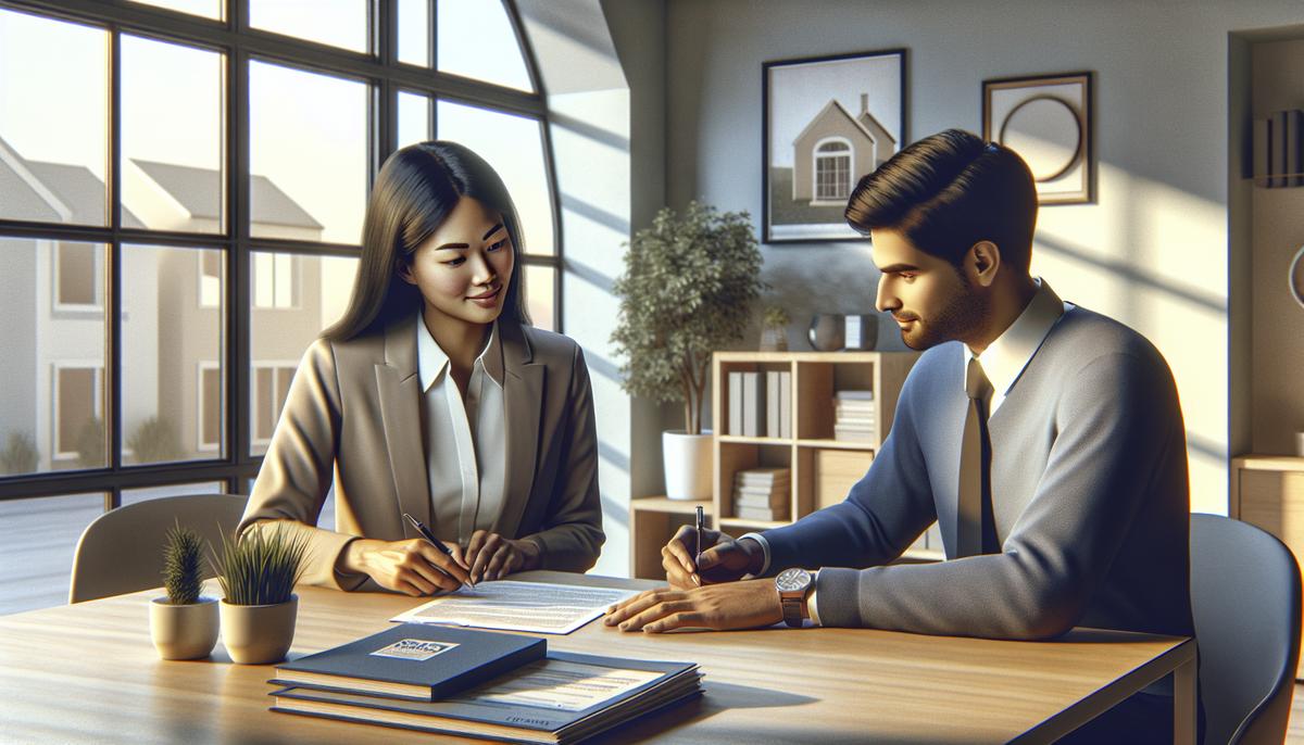 Ипотека в Грузии для иностранцев: базовые условия и ограничения Иностранный покупатель обсуждает ипотеку с банкиром в офисе