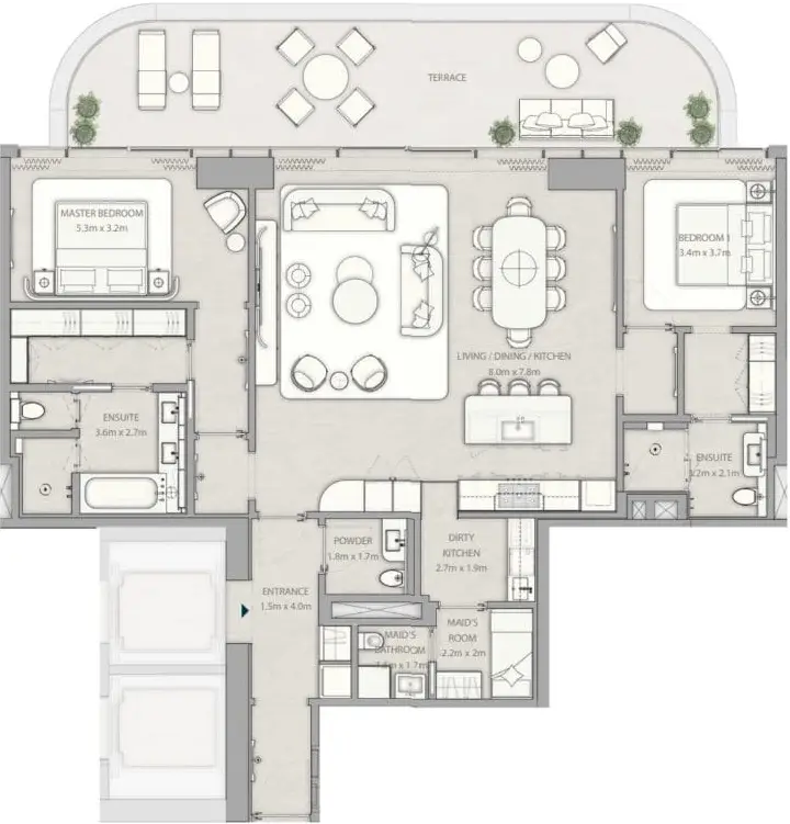 Планировка The Ritz-Carlton Residences Al Maryah Island Abu Dhabi