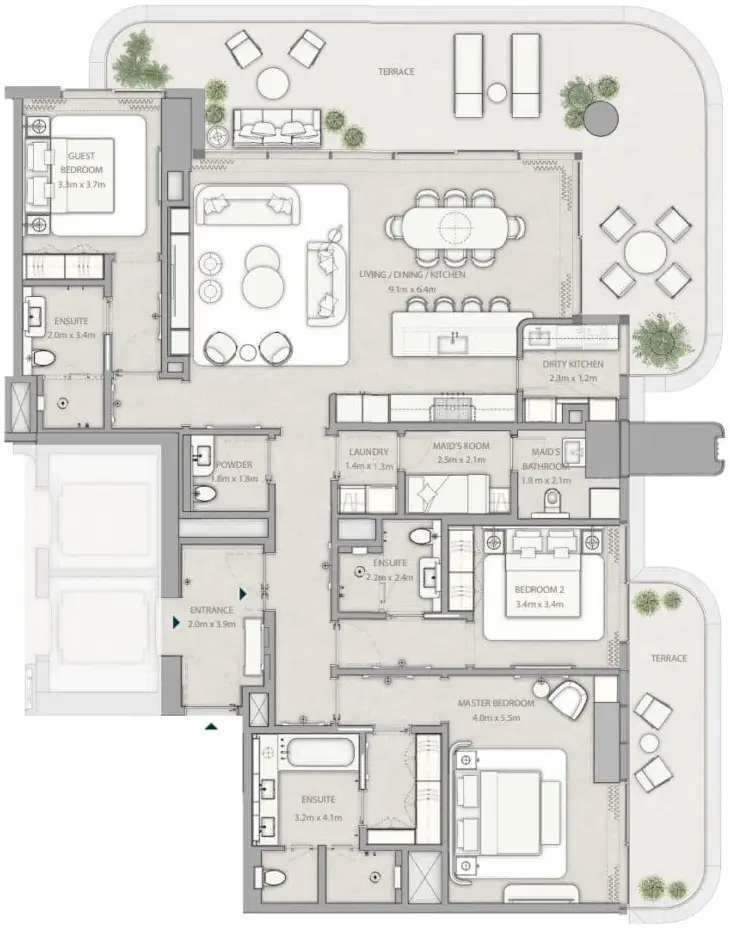Планировка The Ritz-Carlton Residences Al Maryah Island Abu Dhabi
