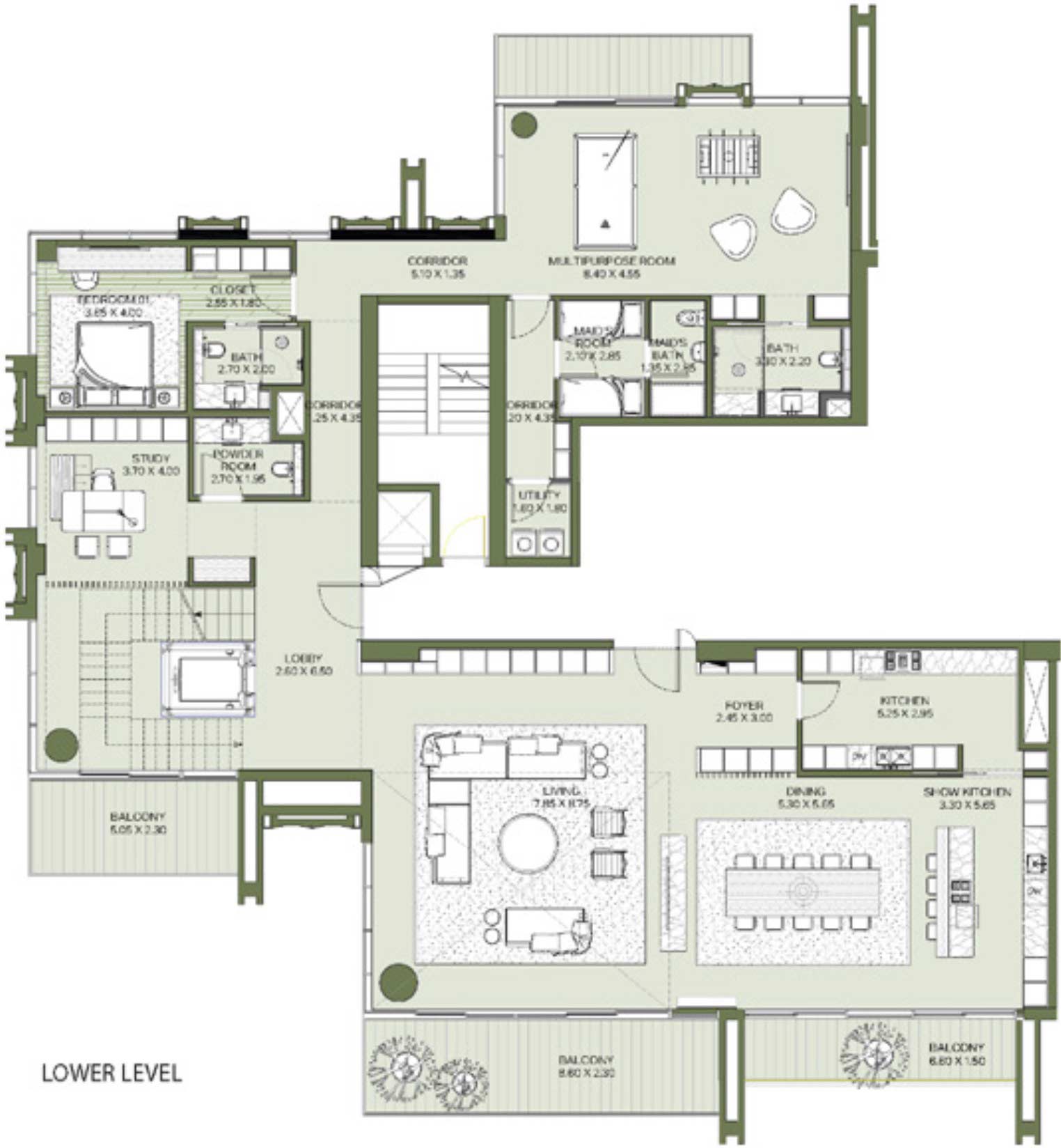 Floor Plans of Meraas Central Park Plaza at City Walk