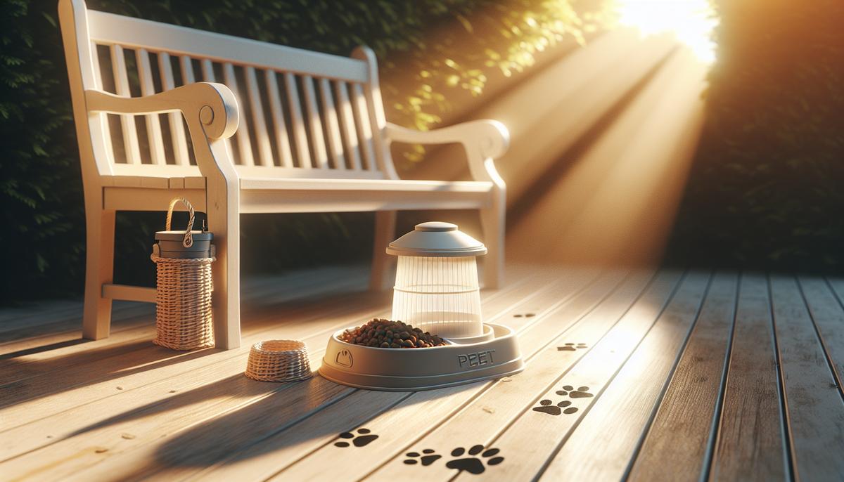 Уличная кормушка на скамейке при мягком свете