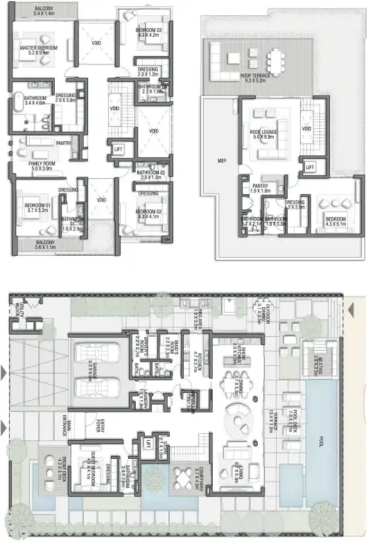 Floor Plans of Nakheel The Beach Collection Villas