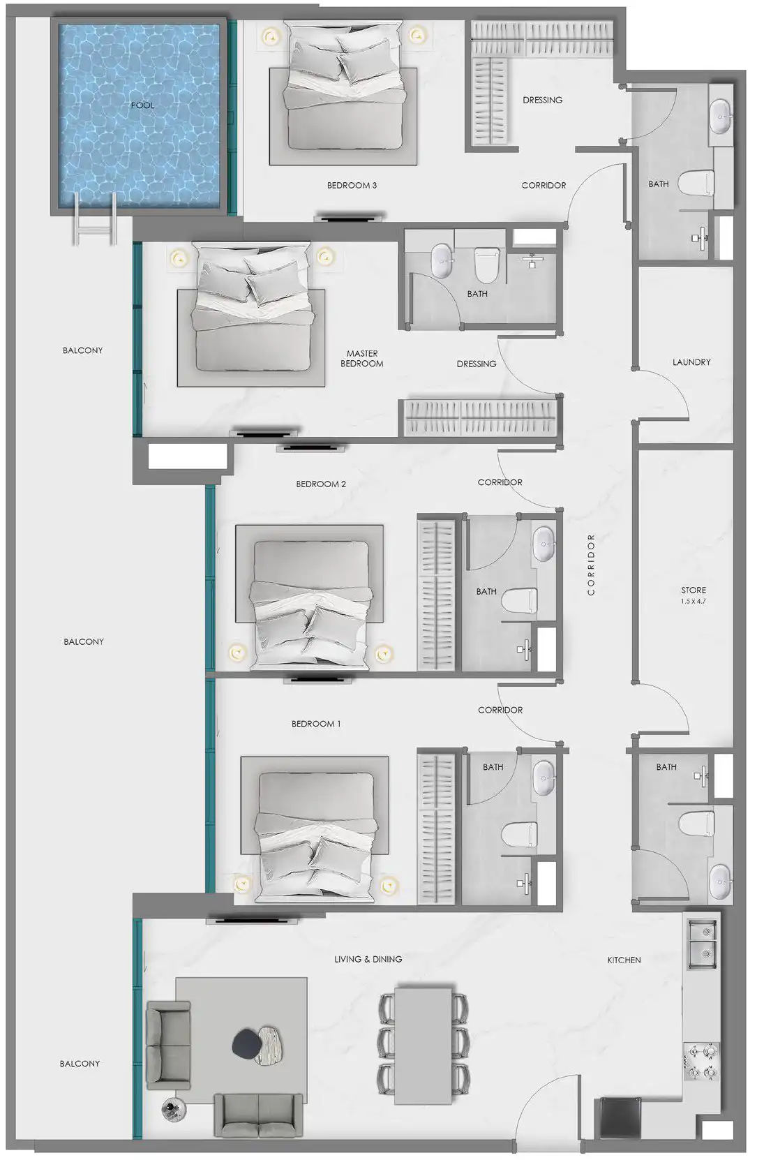 Floor Plans for Samana Ocean Crest in Dubai