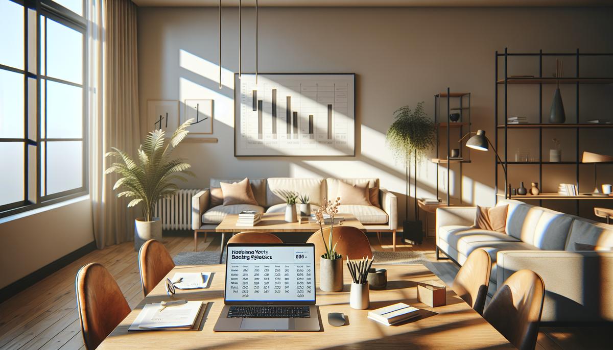 Как читать статистику бронирований: что важно инвестору экран с графиками бронирований и ноутбук