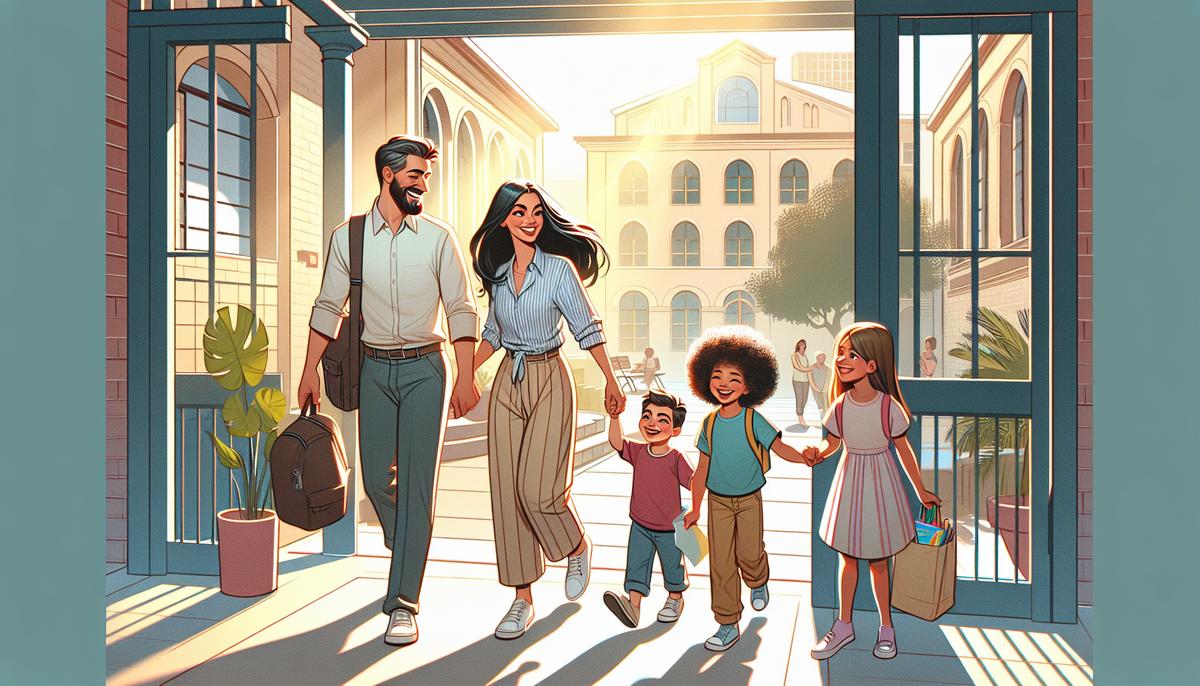 Школы и детские сады в Батуми: что выбрать для семьи Семья у входа в школу в Батуми