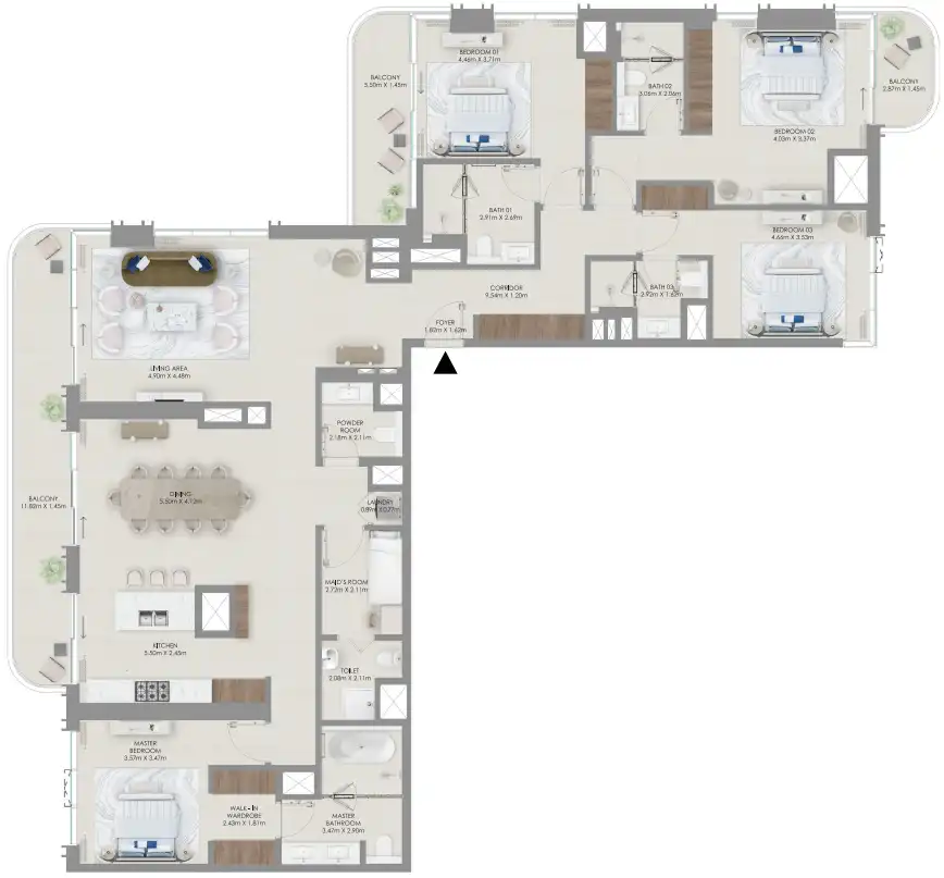 Floor Plans for Emaar Baystar by Vida in Dubai
