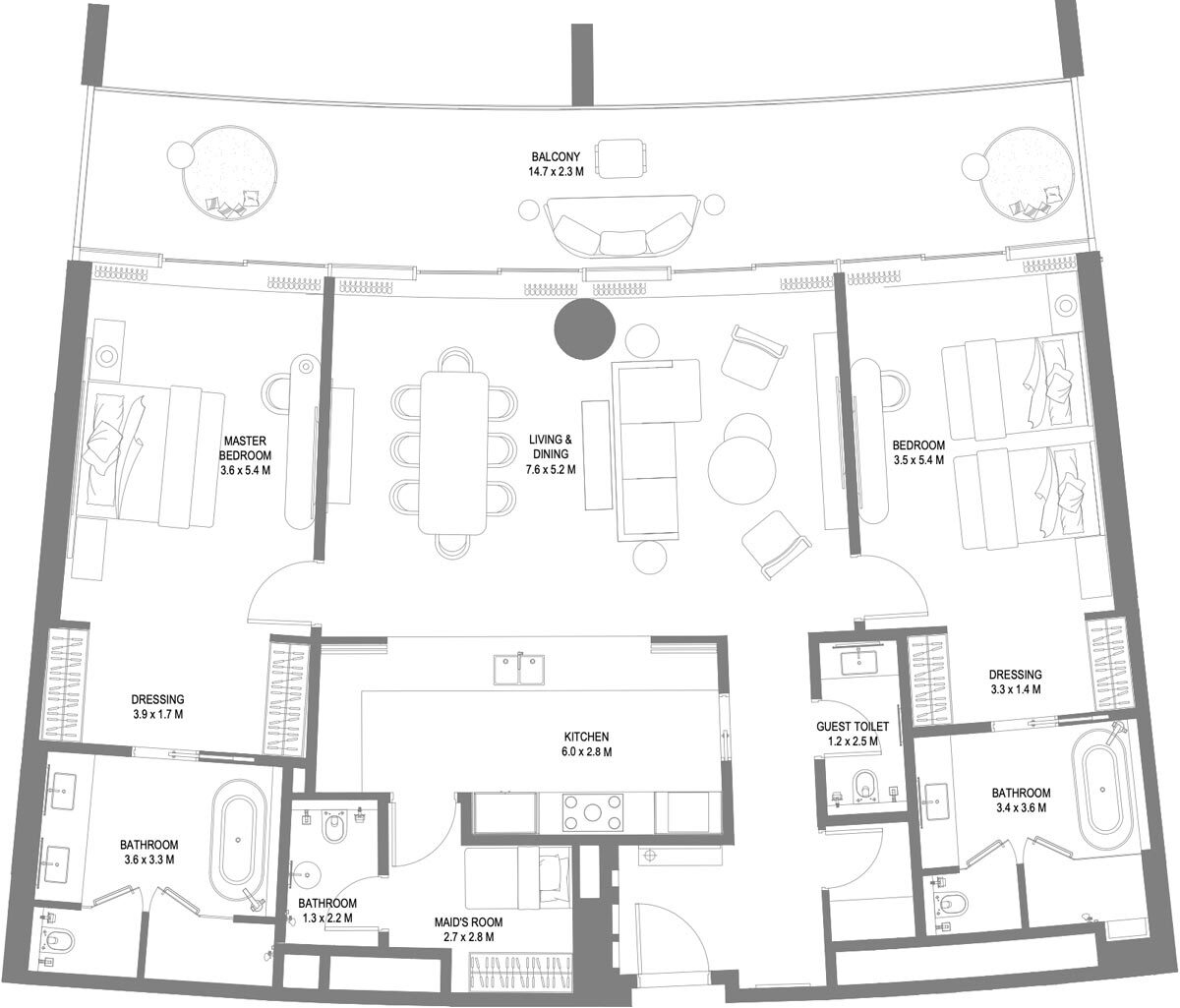 Floor Plans of Anantara Sharjah Residences by Arada