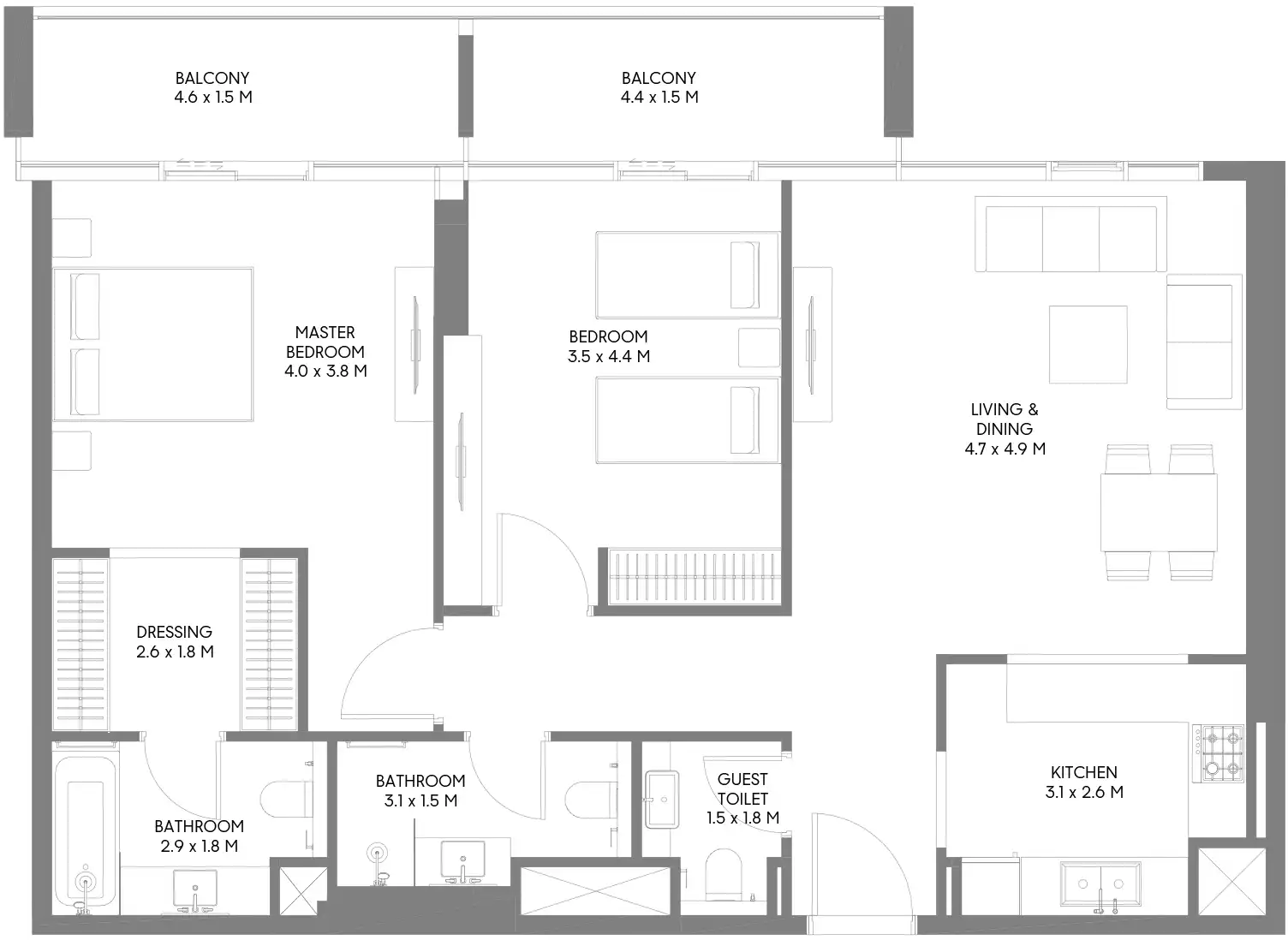 Floor Plans for Arada The Gate 6 in Sharjah