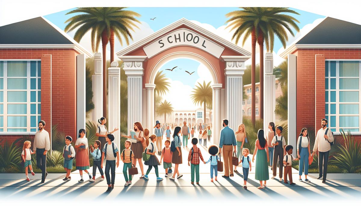 Какие школы и детские сады есть в Батуми Дети и родители у входа в школу в Батуми