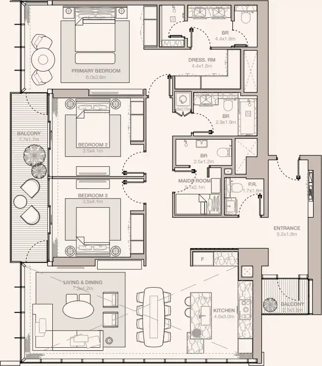 Планировки Meraas Jumeirah Residences Emirates Towers