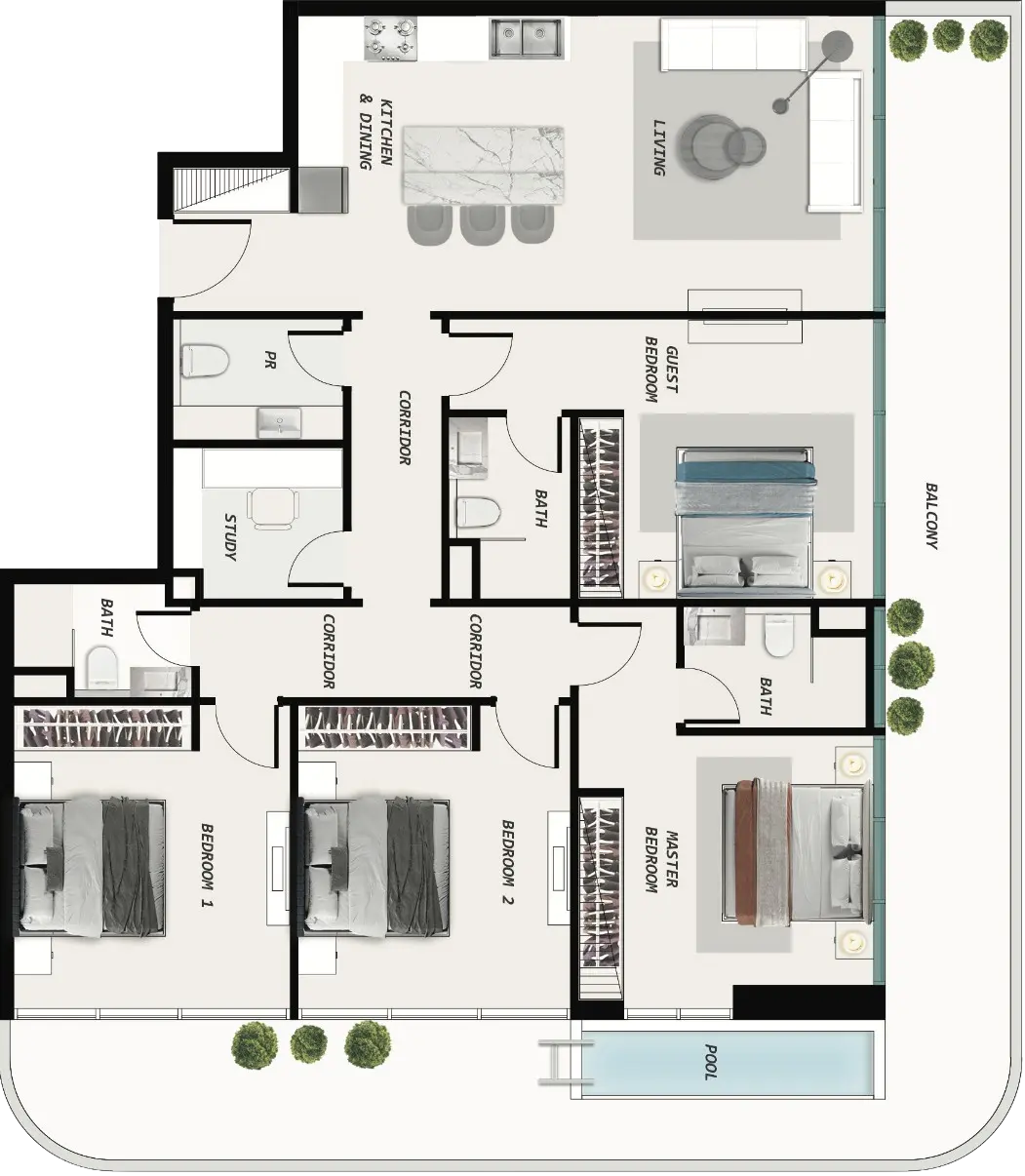 Floor Plans for Samana Ocean Pearl in Dubai