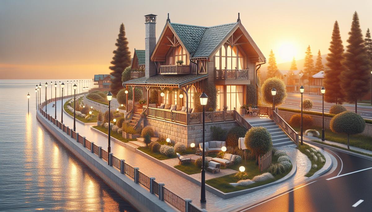 Стоит ли инвестировать в коттеджи у моря в Батуми Коттедж у моря в Батуми, вид на пляж и пальмы