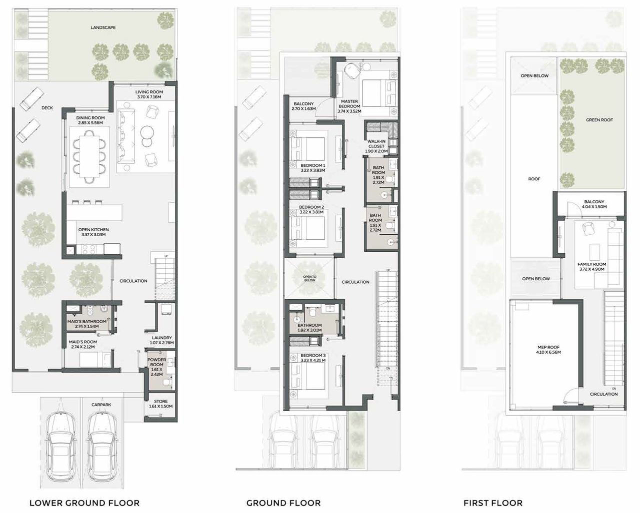 Floor Plans of Shamsa Townhouses Expo City Dubai