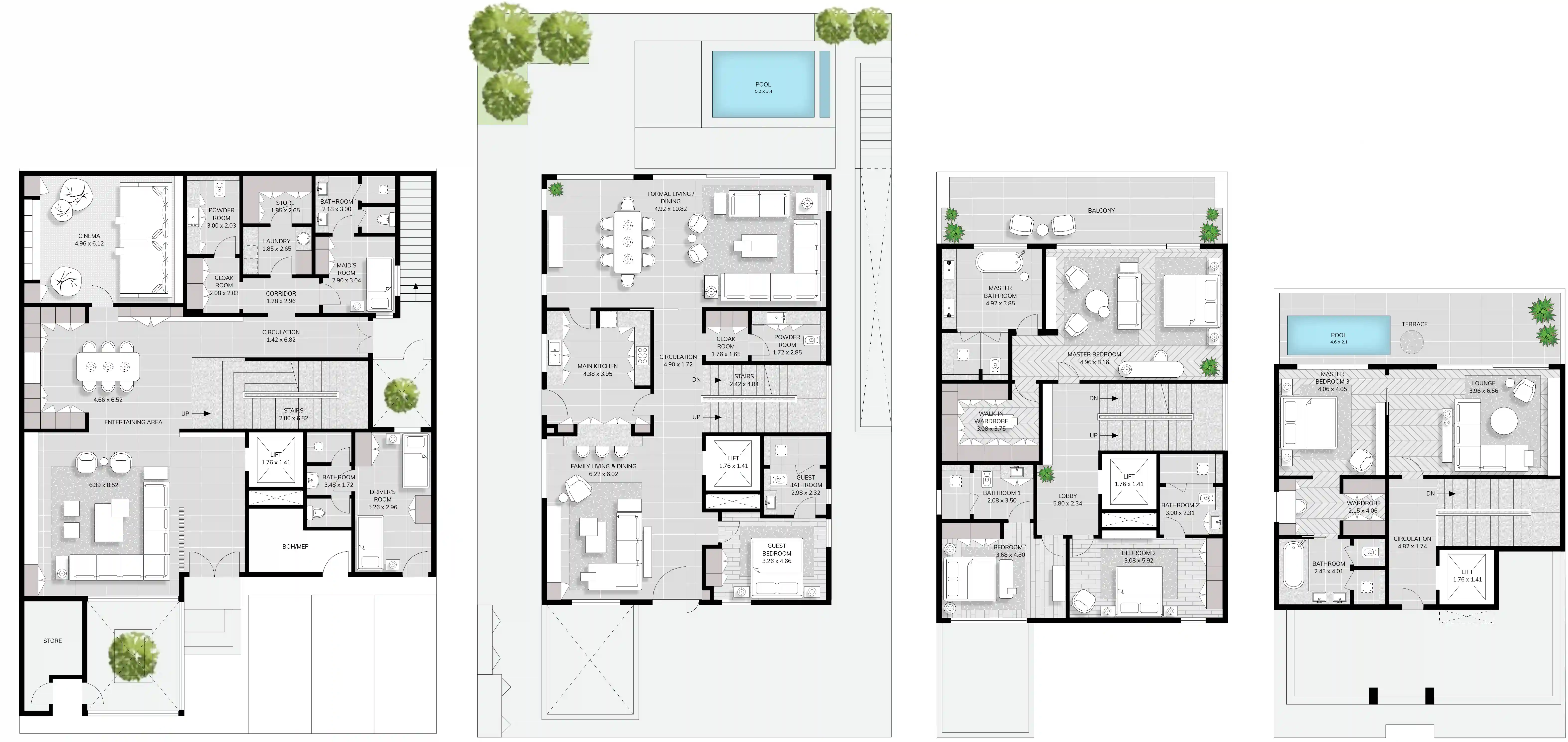 Floor Plans for Signature Mansions in Dubai