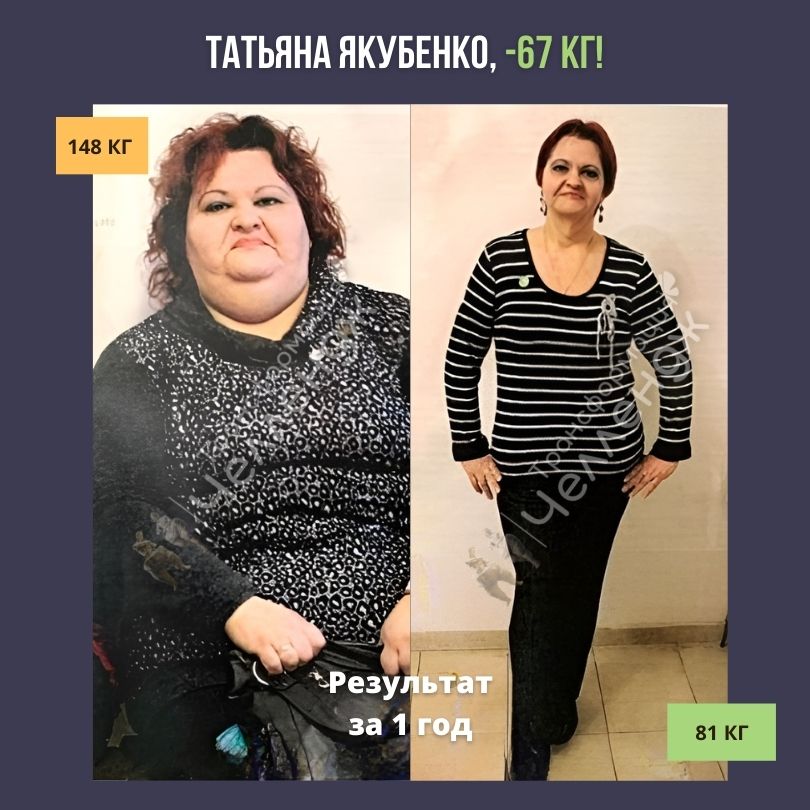 Результат Татьяны Якубенко в Челлендже Трансформацмя до и после